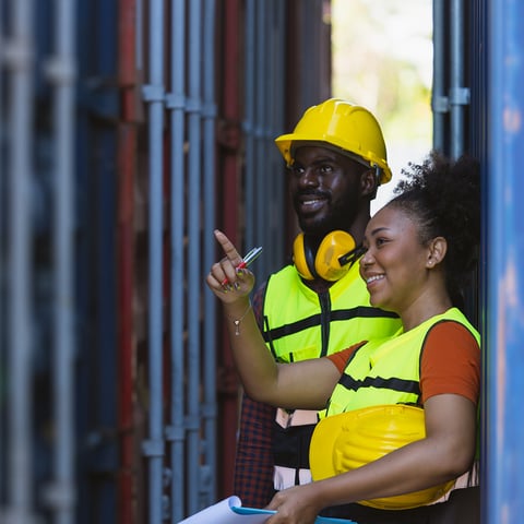 Shippers discussing a freight shipment