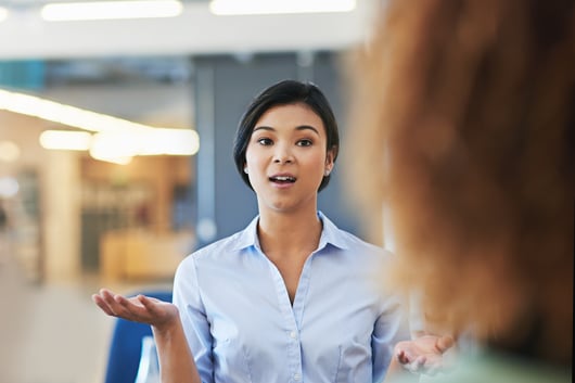 woman-explaining-and-talk-with-coworker-office-o-2026-04-29-00-51-34-utc logistics agents, commission splits, brokerage, transportation, Sureway